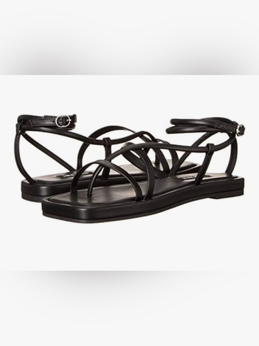 NWOT - Nine West ‘Isaw3’ Flat Strappy Sandals, Black, Sz 10M